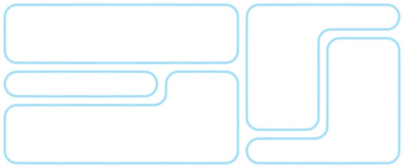 Obraz premium Abstract connected rounded light blue frames layout on a white