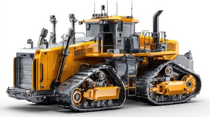 Fototapeta premium Heavy-Duty Dozer: A powerful heavy dozer with robust tracks and a massive blade, symbolizing raw power, efficiency, and the mastery of earth-moving tasks.