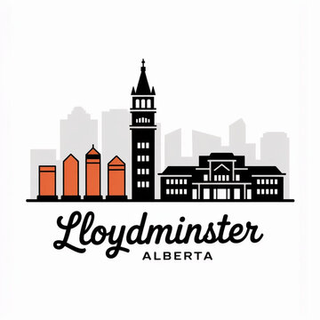 Lloydminster Skyline Silhouette &mdash; Canada&rsquo;s Border City on the Alberta-Saskatchewan Line Vector Illustration
