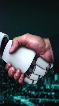 Futuristic robot artificial intelligence huminoid AI programming coding technology development and machine learning concept. Robotic bionic science research for future of human life. 3D rendering.