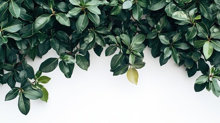 Fototapeta premium Green and Yellow Leaves on Branches for Background Design