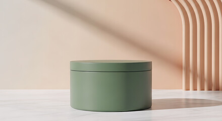 Tub Product Mockup on Light Marble with Soft Peach Architectural Background