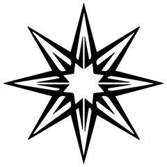 Obraz premium Abstract geometric starburst shape with sharp points and intricate details isolated on white background silhouette