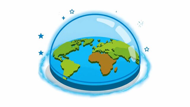 Small, simple pixel art icon of a flat Earth disc, isolated on a clean white background.