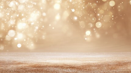 A shimmering, golden background with soft bokeh effects, an elegant and festive atmosphere perfect for celebrations, blurred brown background