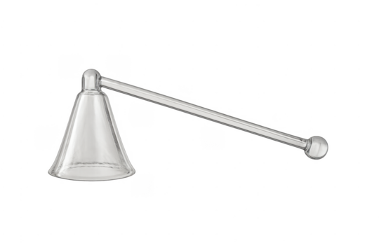 Transparent glass candle snuffer for extinguishing flame