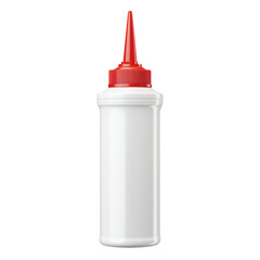 White plastic squeeze bottle with red cap dispenser