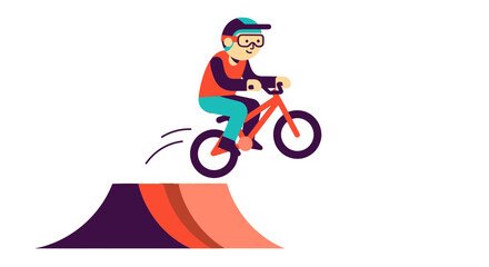 Naklejka premium Fearless Biker Executing an Acrobatic Stunt Over a Ramp on a Black Background