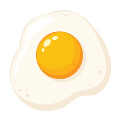 Freshly cooked sunny side up egg illustration with bright yellow yolk and white albumen, perfect for breakfast and food concepts