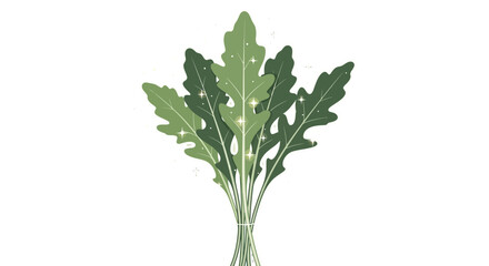 Obraz premium Fresh Arugula Bunch with Decorative Highlights and Black Background Illustration