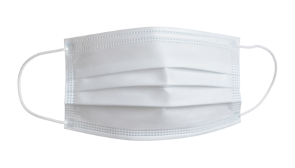 Disposable nonwoven masks isolated on transparent background, PNG cutout for medical, health, virus protection, hygiene, and prevention concept