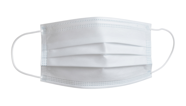 Disposable nonwoven masks isolated on transparent background, PNG cutout for medical, health, virus protection, hygiene, and prevention concept