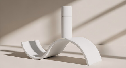 Cosmetic Bottle Mockup on White Acrylic Sculpture