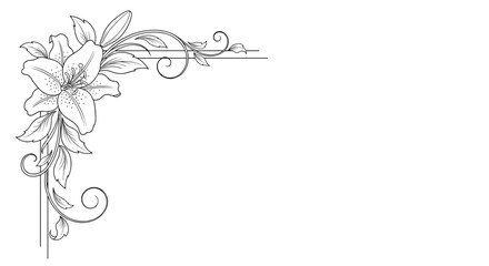 An elegant floral ornamental design in the top left corner of a blank white space.