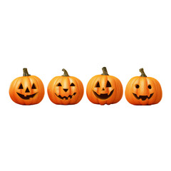 Halloween jack o lanterns carved with scary and happy faces