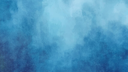 Abstract Deep Sapphire & Light Blue Watercolor Texture Background with Cloud Washes, Subtle Glow. Moody Submerged, Calm Sky, or Elegant Corporate Backdrop.