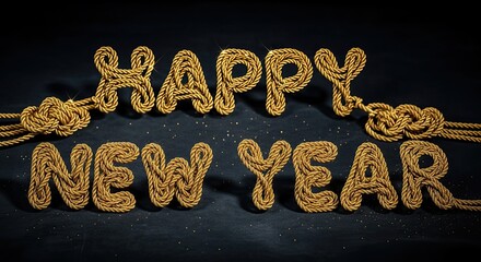 Golden Beaded Happy New Year Celebration