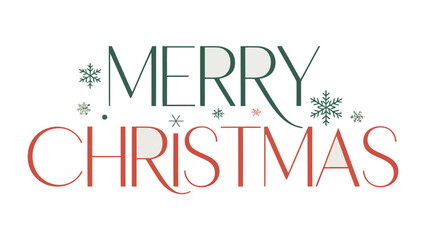 Christmas Greetings Design: A festive Merry Christmas typography design with snowflake accents, conveying warmth and joy during the holiday season. 
