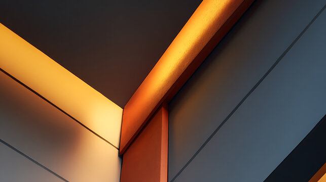 Geometric architectural detail with warm light and cool shadows architecture abstract