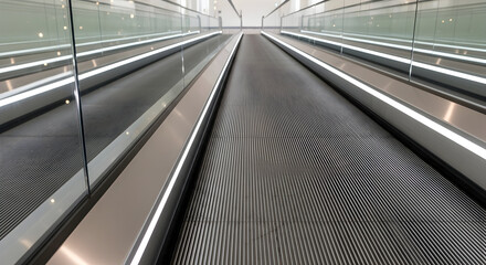 Modern moving walkway offers streamlined travel, perfect for airports, shopping malls, and convention centers seeking efficiency and accessibility solutions