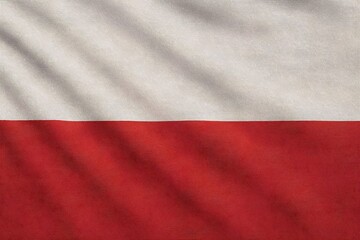 Poland flag with fabric texture, official colors, 3D illustration