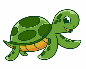Cute cartoon turtle illustration swimming in the ocean isolated n vector design