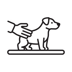 Illustration of a hand gently petting a standing dog