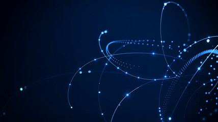 Abstract blue vector background with glowing light, stars, and energy wave design