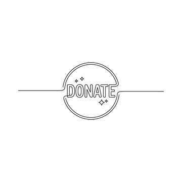 Simple line art circle with the word donate inside