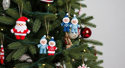 Festive Christmas Tree Ornaments Adorning Evergreen Branches