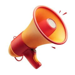 Brightly colored megaphone with sound waves on black background