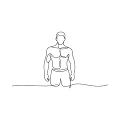 Line art illustration of a muscular man standing