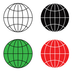 Minimal Globe Icon Set – Outline and Solid Variations