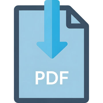 PDF Document Download Icon with Arrow and Folded Corner.