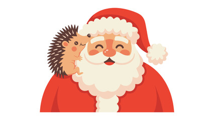 Santa Claus & Hedgehog: A heartwarming embrace between Santa Claus and a friendly hedgehog, embodying the spirit of Christmas and joy. Capturing the pure joy and triumph 