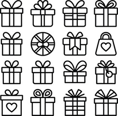 Collection of black outline icons