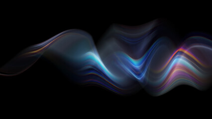 Ethereal Abstract Wavy Smoke Background, Smooth Colorful Glowing Flowing Digital Light Trails, Gentle Modern Fluid Motion Graphic Illustration
