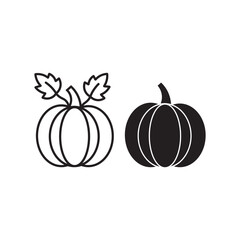 pumpkin outline and silhouette vector illustration.eps
