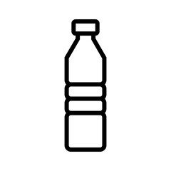 Minimalist plastic bottle icon in simple outline vector form, perfect for beverage packaging, water or juice product labels, recycling signage, e-commerce listings, and UI elements.