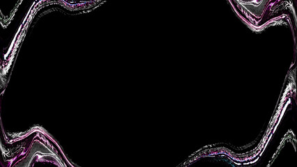Abstract Digital Wavy Frame Background Design, Minimalist Dark Flowing Liquid Border Template, Modern Futuristic Concept Art with Distortion and Neon Glow
