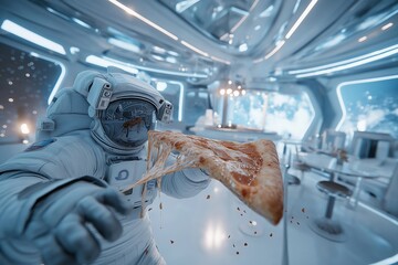 Pizza Orbiting a Blue Star