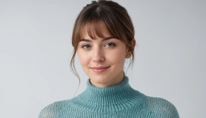 Serene Portrait of a Woman with Bangs