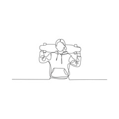 Line art illustration of a person lifting weights