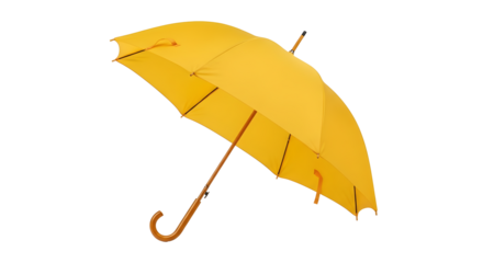 Yellow umbrella rain protection weather accessory bright rainy day sunshine on transparent background