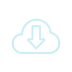Fototapeta premium Download Icon: Cloud with Arrow Pointing Down Symbolizing Data Transfer.