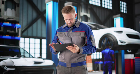 Skilled Mechanic Inspecting Car Safety