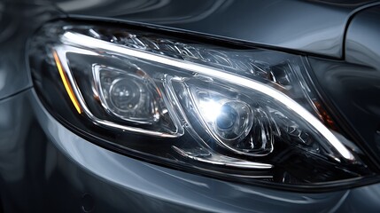 Closeup automotive headlamp detail