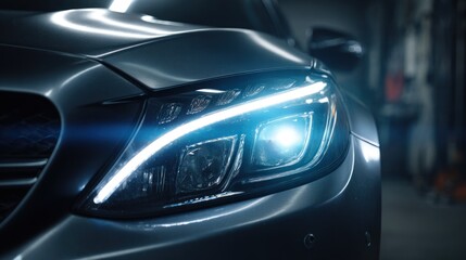 Closeup car headlight