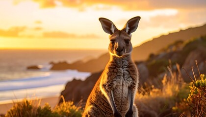  Kangaroo Poses Bathed Golden