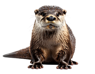 A photo of a otter, isolated on a white background PNG